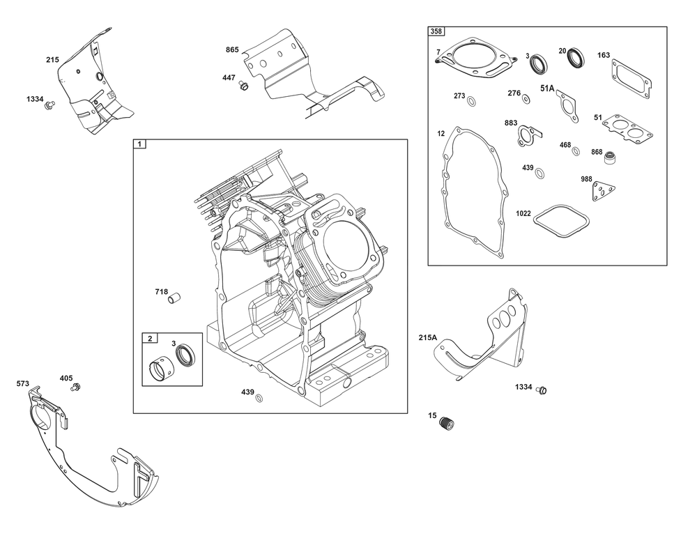 Cylinder Group Diagram and Parts List for 385447-0008-B5 200000 - 399999 Briggs and Stratton Engine